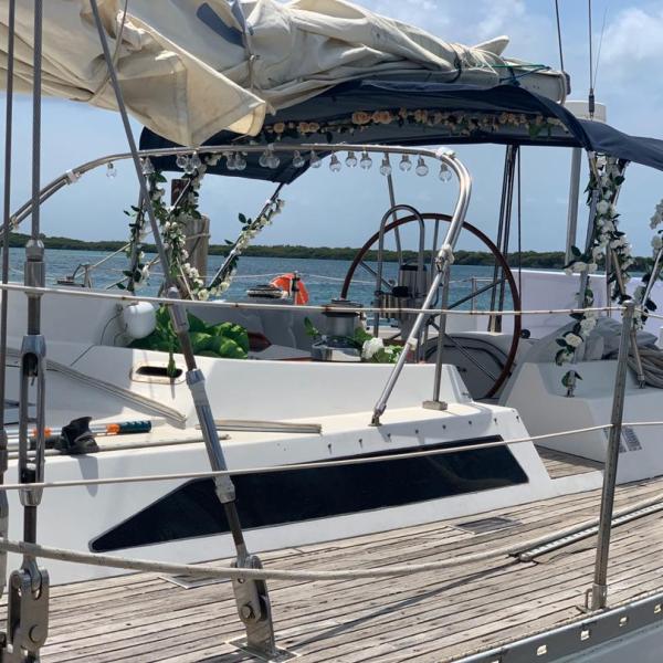 a boat docked at a dock